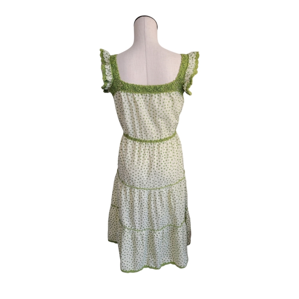 Vintage 70s Handmade Green Summer Dress - Picture 2 of 4